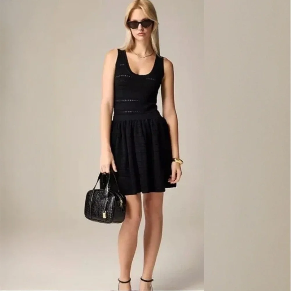 J.Crew Open-Knit Mini Dress‎ Black. Size S CD360